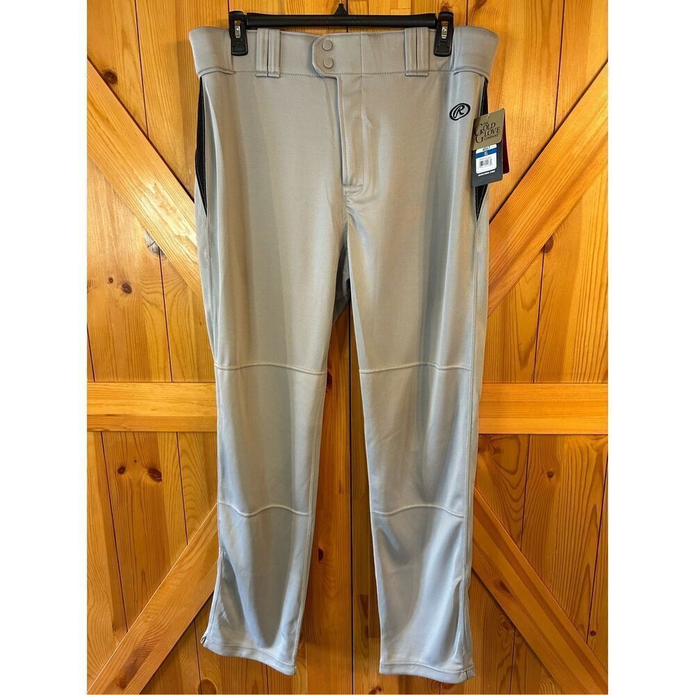 Rawlings Semi-Relaxed Fit Baseball Pants Men's Size XL Gray Black nwt (0985)